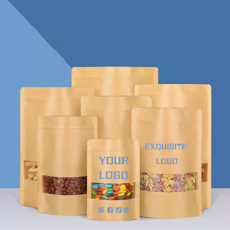 Logo Food Snack - 50 sacchetti di carta kraft, sacchetti